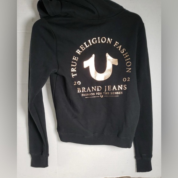 True Religion Women's Black Hoodie with Gold Accents - Picture 5 of 9